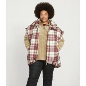 Universal Standard Paparazzi Puffer Vest Red Plaid M/2X